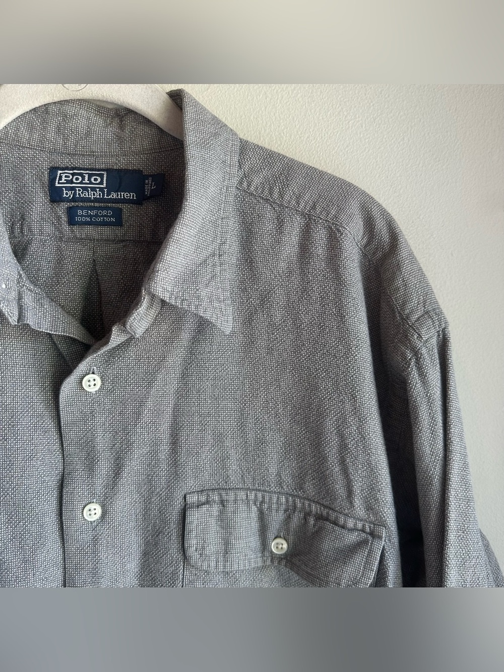 Polo Ralph Lauren Benford Gray Heavy Cotton Long Sleeve Button Shirt
